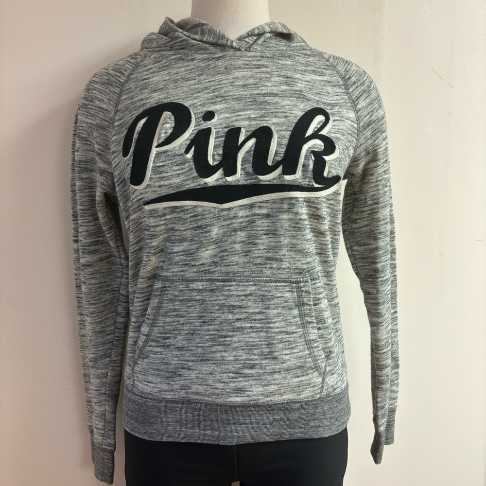 Women’s Victorias Secret Pink Grey Marled Hooded Sweatshirt size S